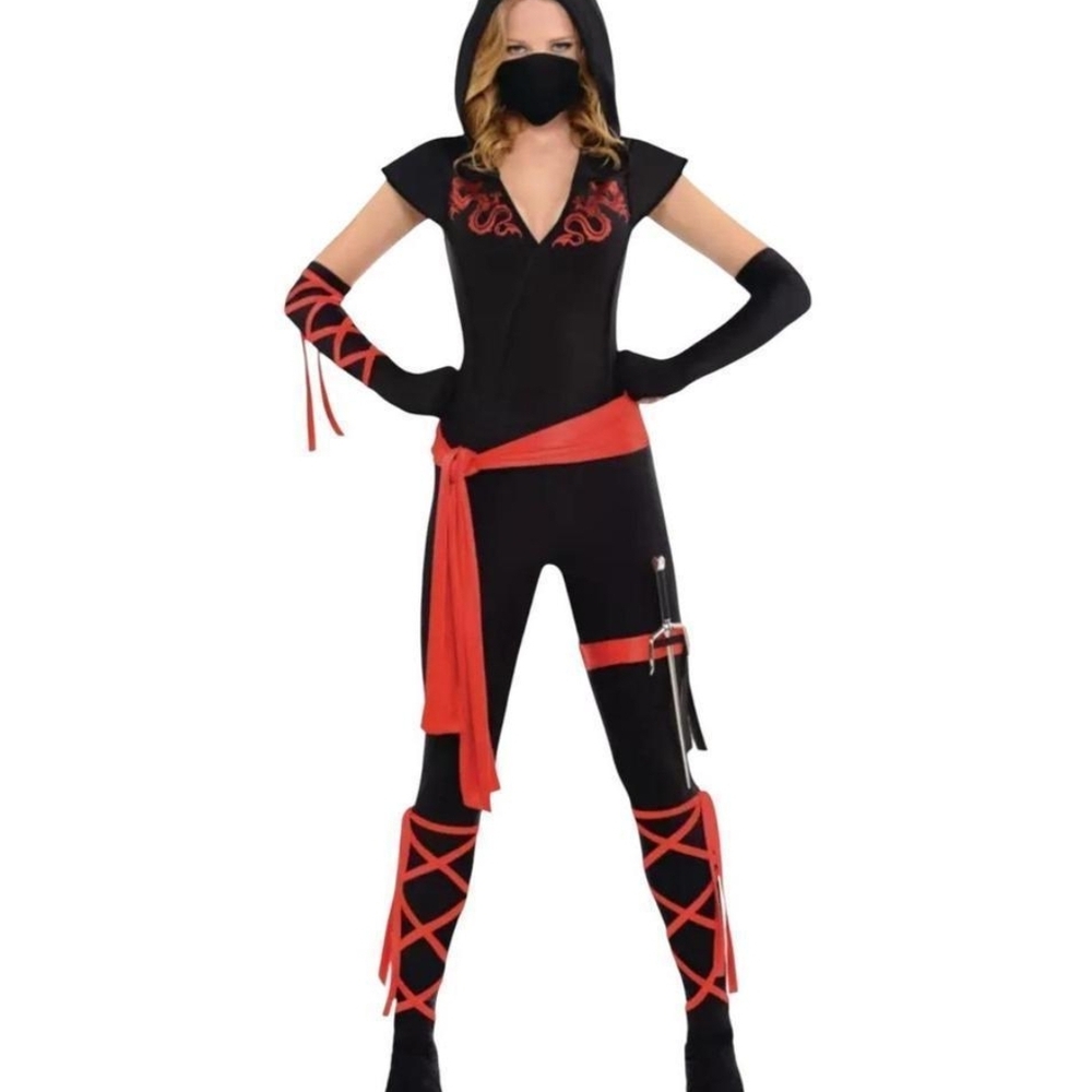 Leg Avenue Black and Red Ninja Jumpsuit